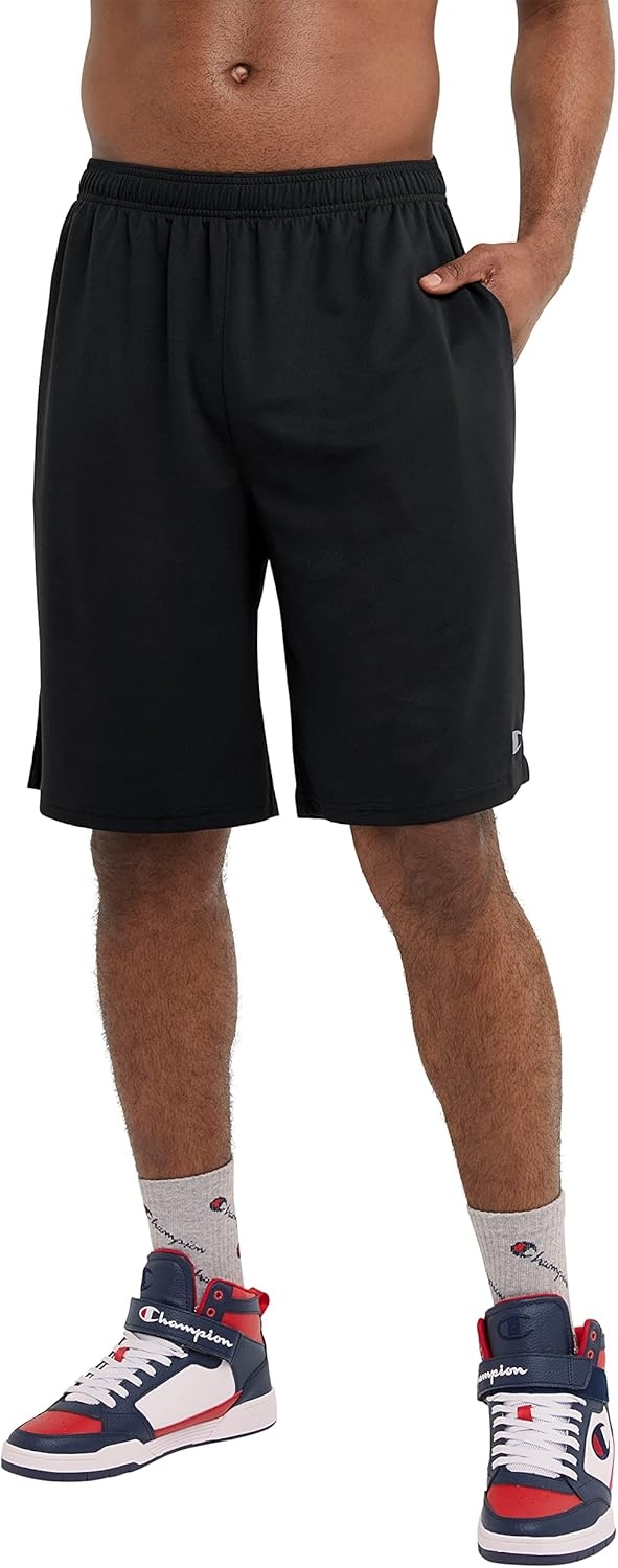 image:imageChampion Mens Sport Shorts Standard Fit 10 Inch Inseam Lightweight Fabric MoistureWickingBlack