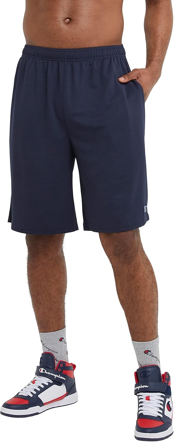 image:imageChampion Mens Sport Shorts Standard Fit 10 Inch Inseam Lightweight Fabric MoistureWickingNavy