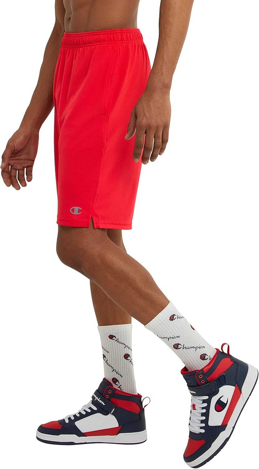 image:imageChampion Mens Sport Shorts Standard Fit 10 Inch Inseam Lightweight Fabric MoistureWickingScarlet