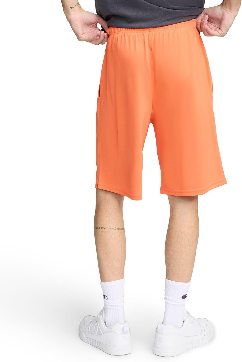 image:imageChampion Mens Sport Shorts Standard Fit 10 Inch Inseam Lightweight Fabric MoistureWickingSundown Orange