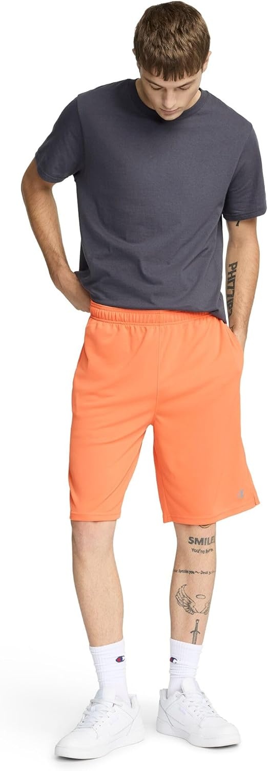 image:imageChampion Mens Sport Shorts Standard Fit 10 Inch Inseam Lightweight Fabric MoistureWickingSundown Orange
