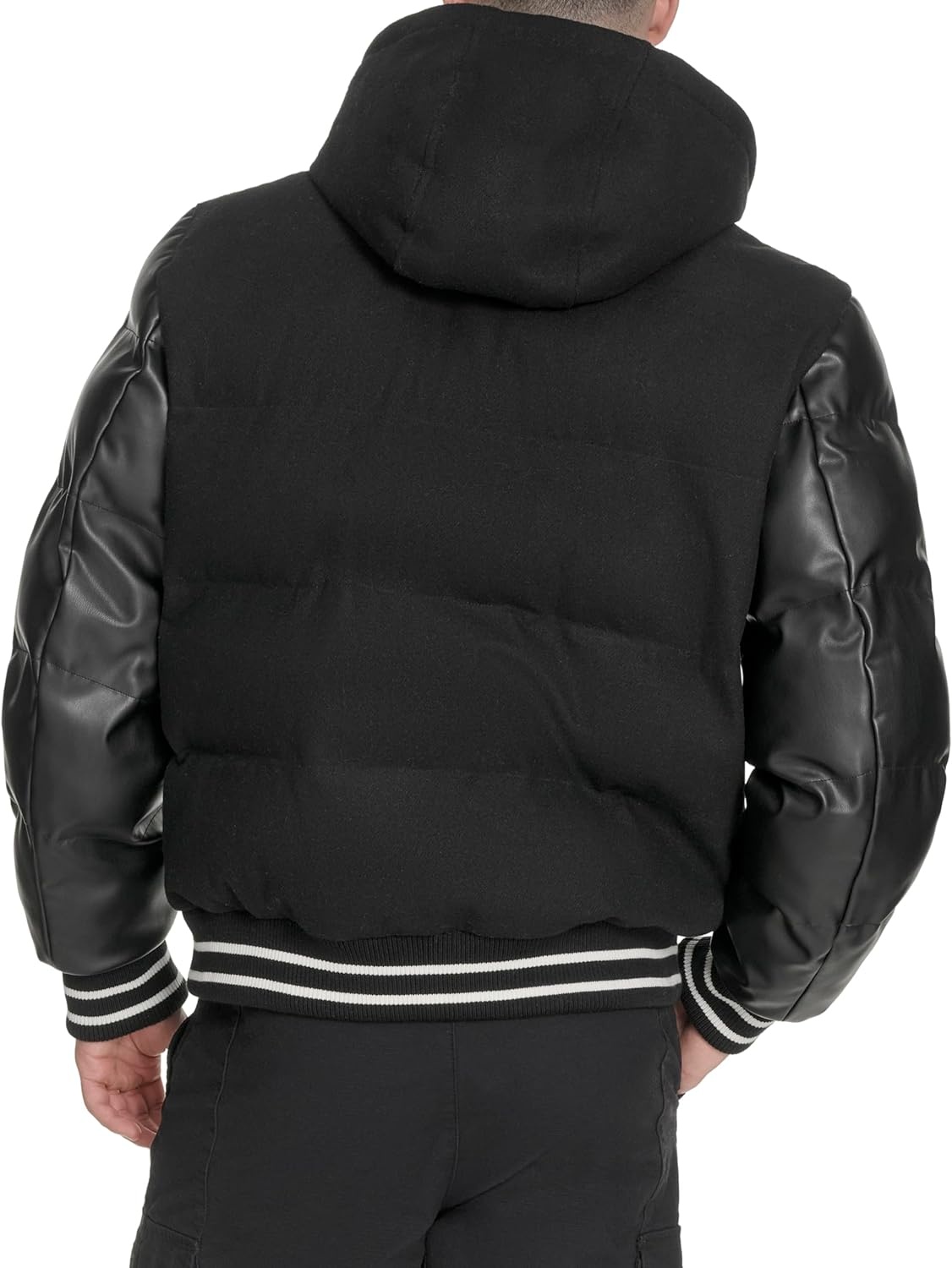 image:imageChampion Mens Varsity Bomber Puffer JacketBlack Wool Hoody
