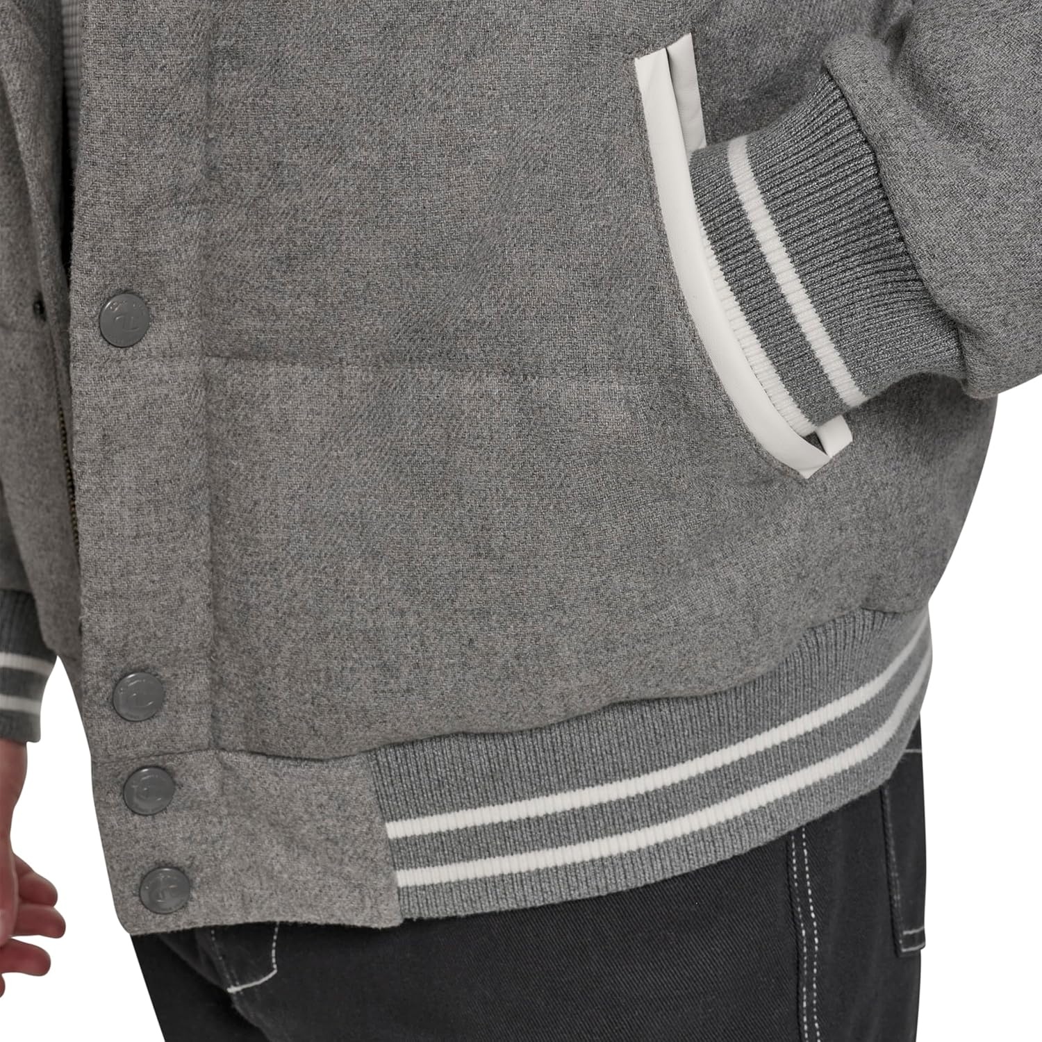 image:imageChampion Mens Varsity Bomber Puffer JacketHeather Grey Wool Hoody