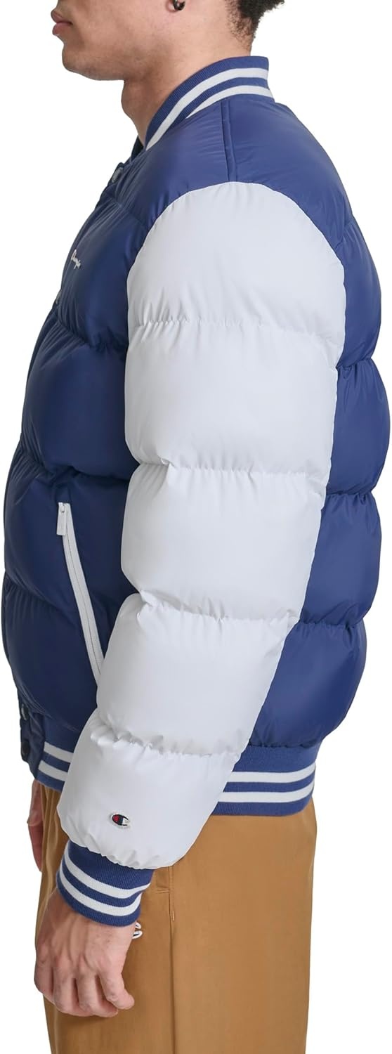image:imageChampion Mens Varsity Bomber Puffer JacketNavyWhite
