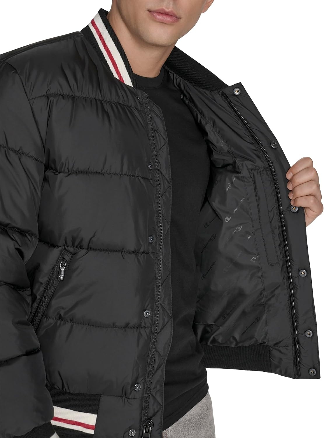 image:imageChampion Mens Varsity Bomber Puffer JacketNew Black Tech