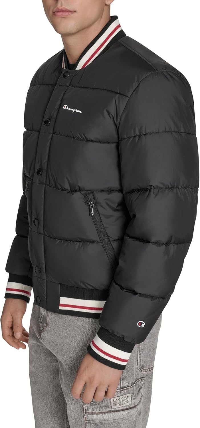 image:imageChampion Mens Varsity Bomber Puffer JacketNew Black Tech