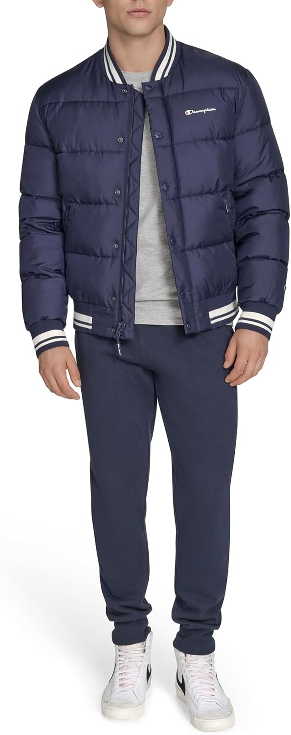 image:imageChampion Mens Varsity Bomber Puffer JacketPeacoat Tech