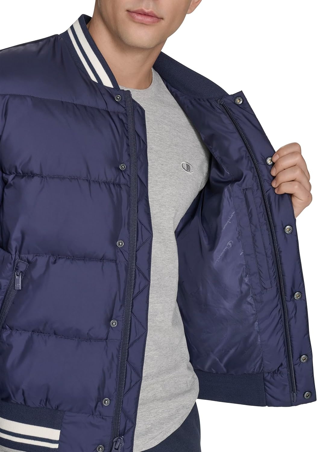 image:imageChampion Mens Varsity Bomber Puffer JacketPeacoat Tech