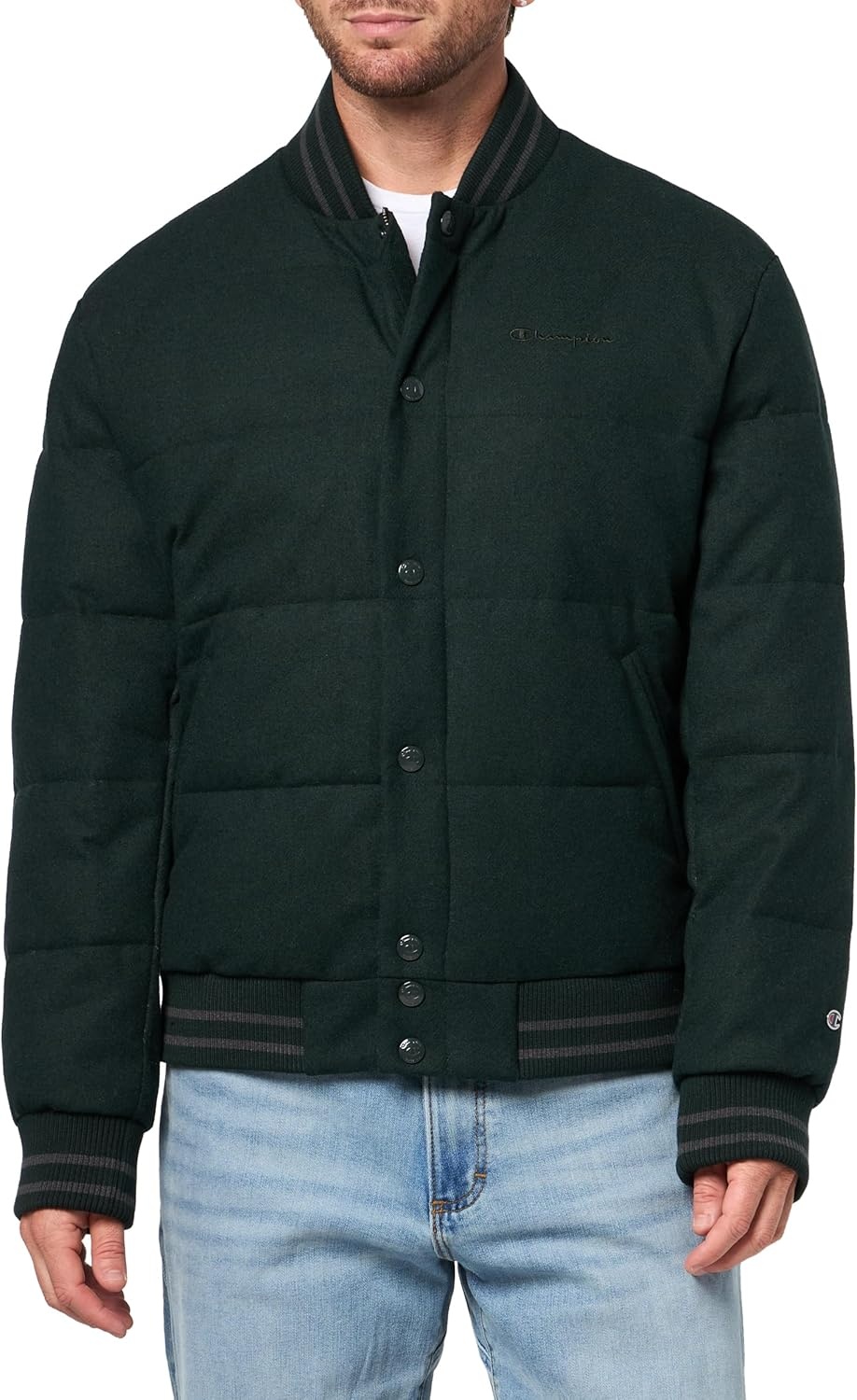image:imageChampion Mens Varsity Bomber Puffer JacketPine Wool