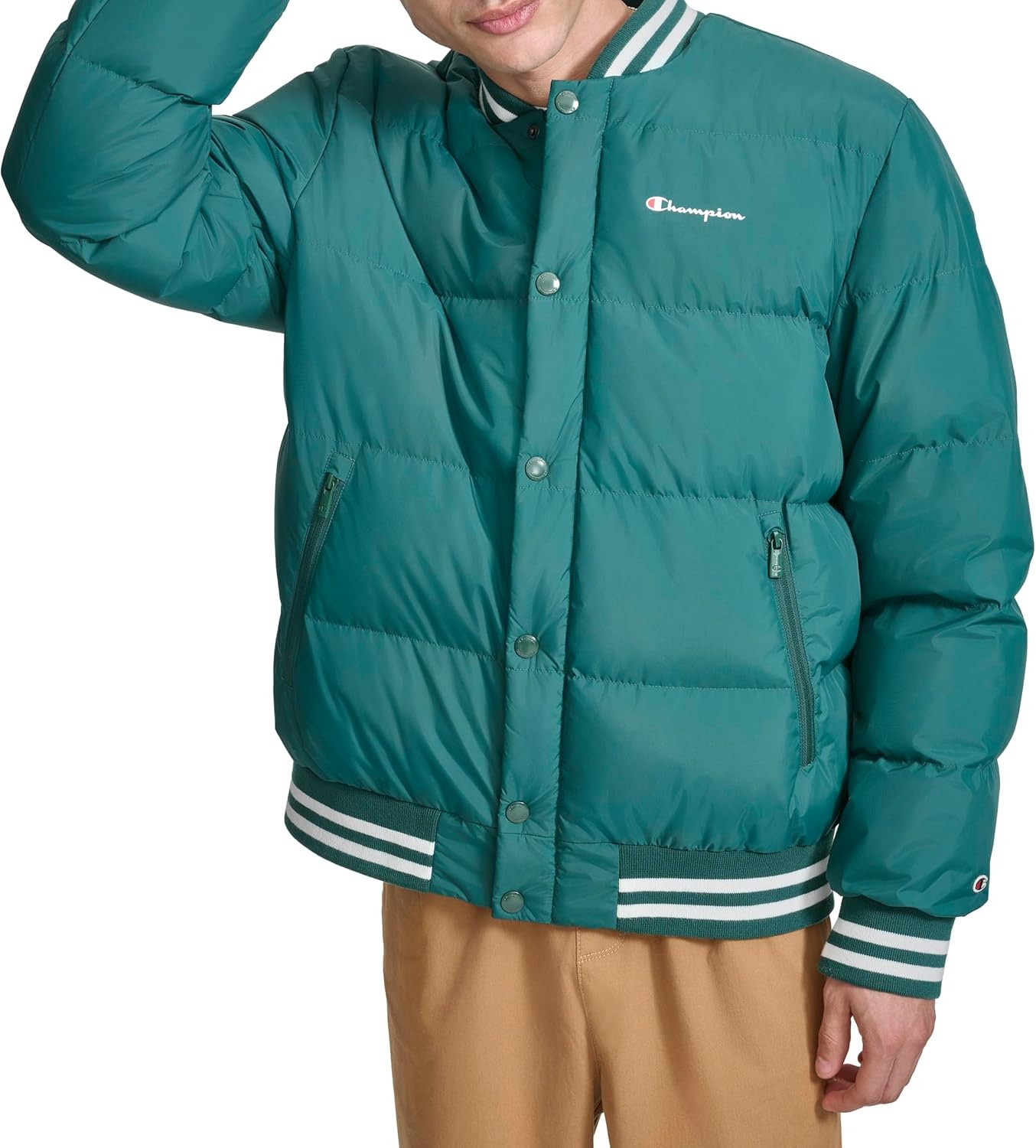 image:imageChampion Mens Varsity Bomber Puffer JacketRainforest