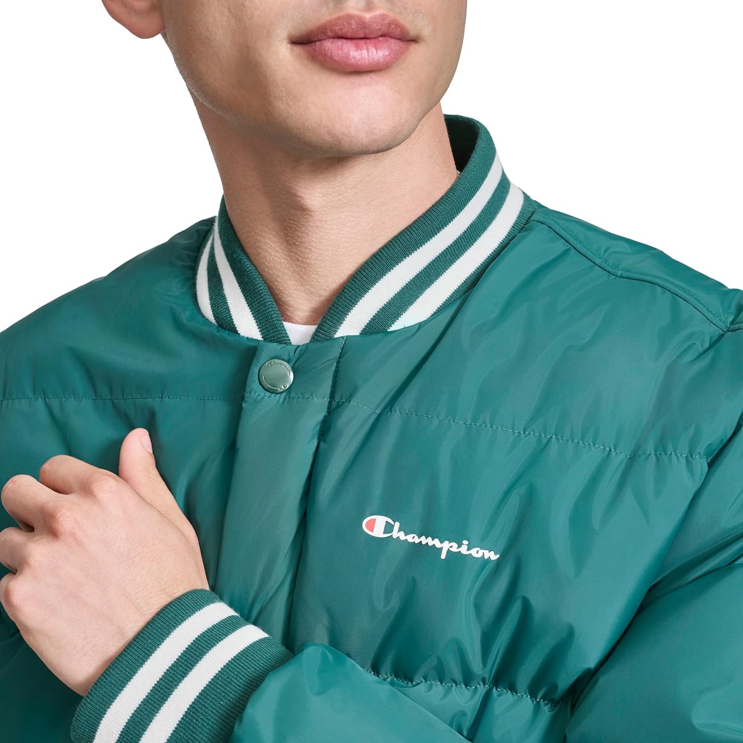image:imageChampion Mens Varsity Bomber Puffer JacketRainforest