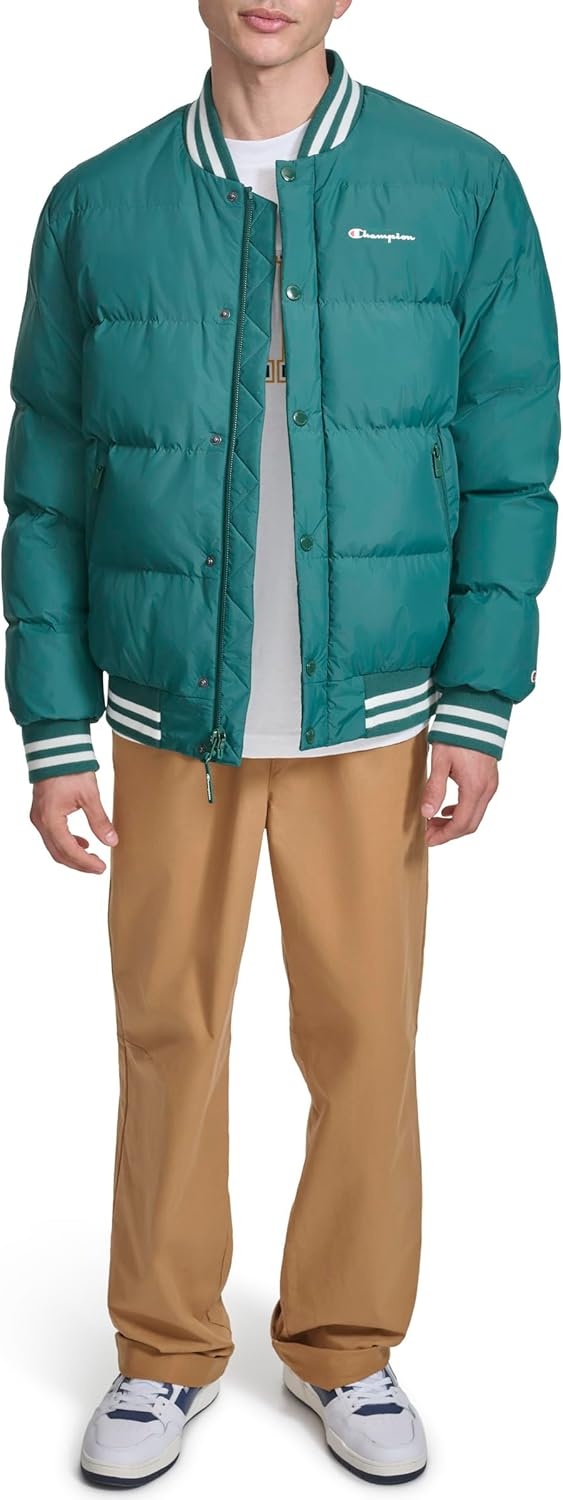 image:imageChampion Mens Varsity Bomber Puffer JacketRainforest