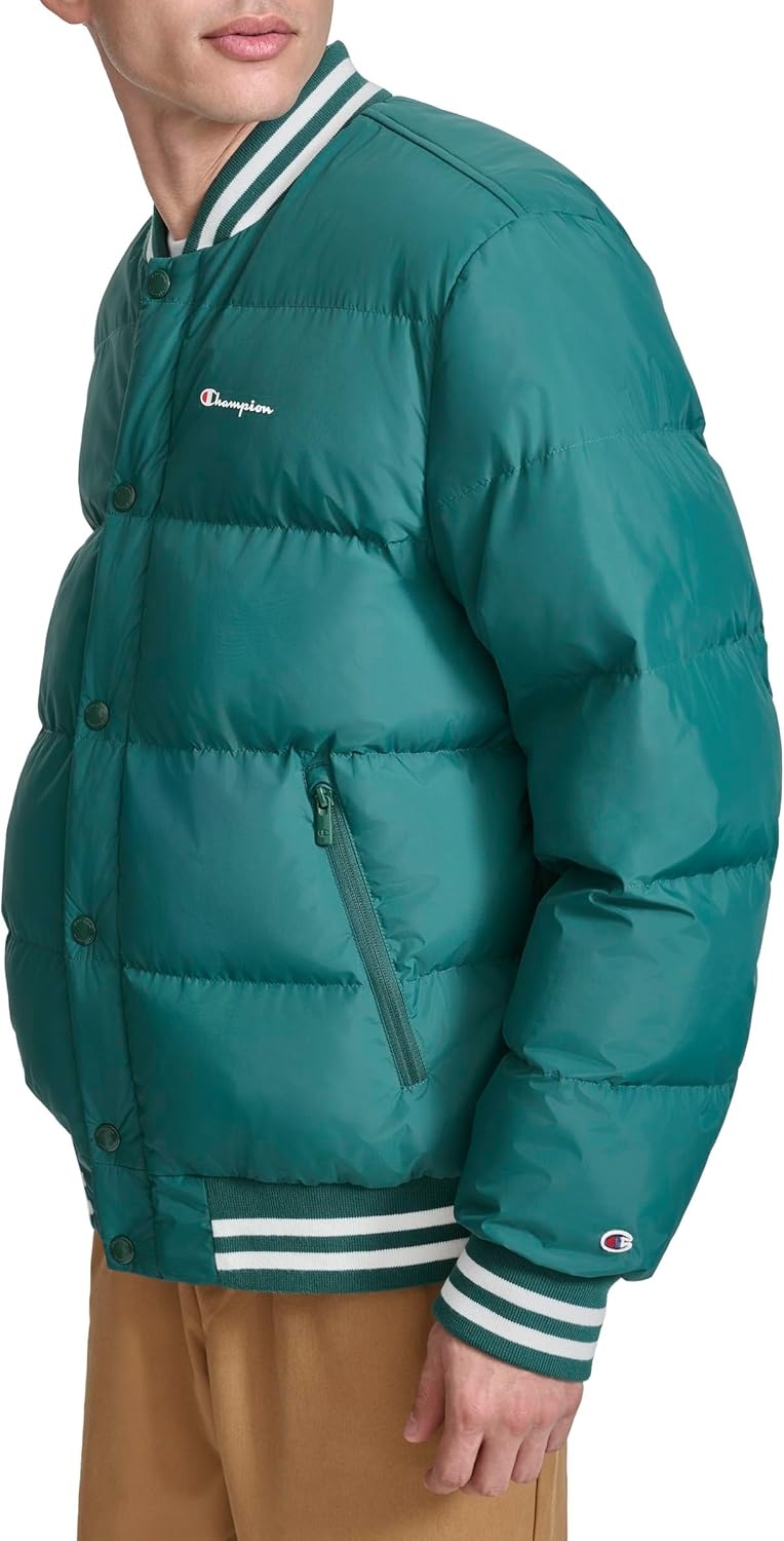 image:imageChampion Mens Varsity Bomber Puffer JacketRainforest