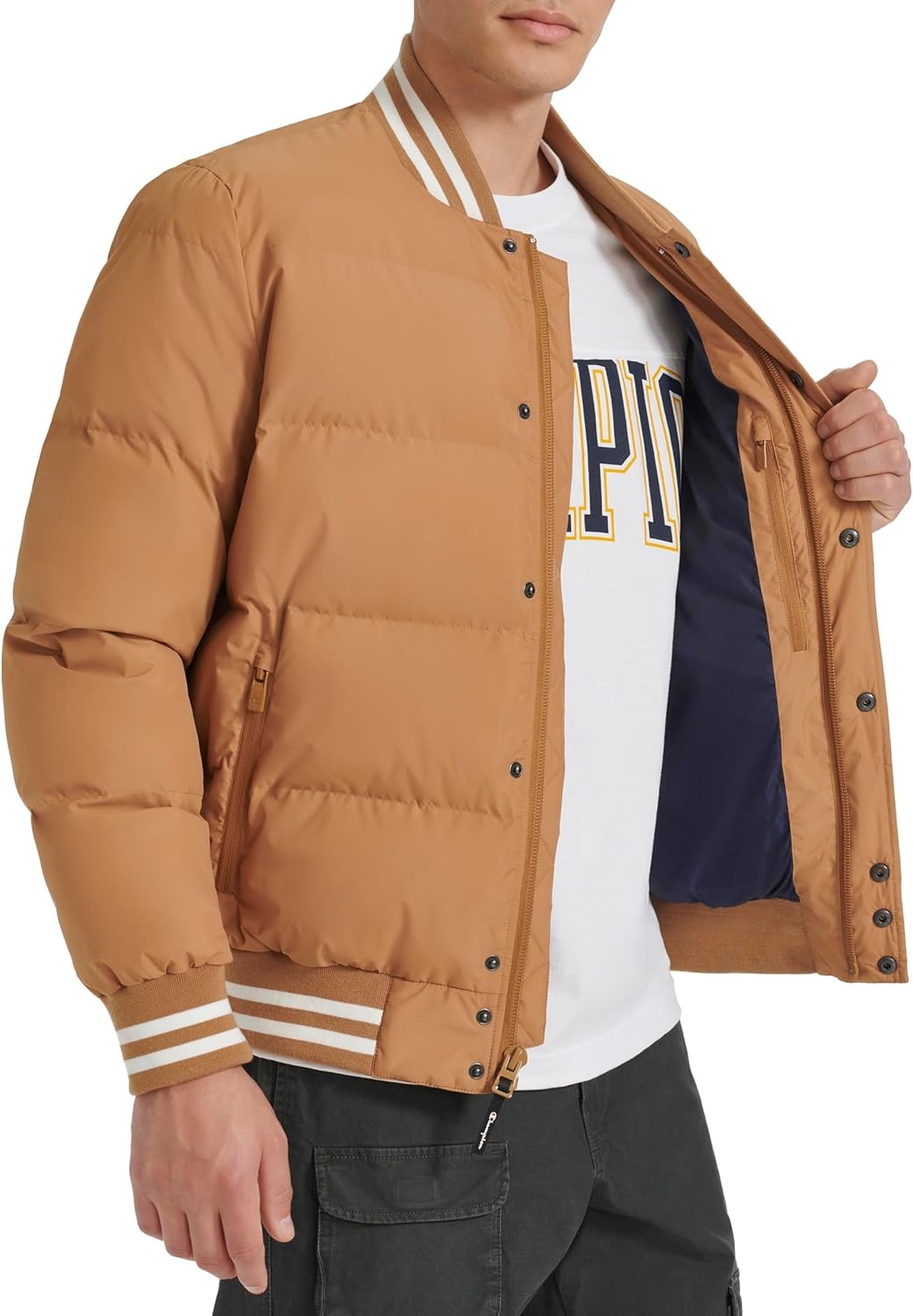 image:imageChampion Mens Varsity Bomber Puffer JacketTobacco