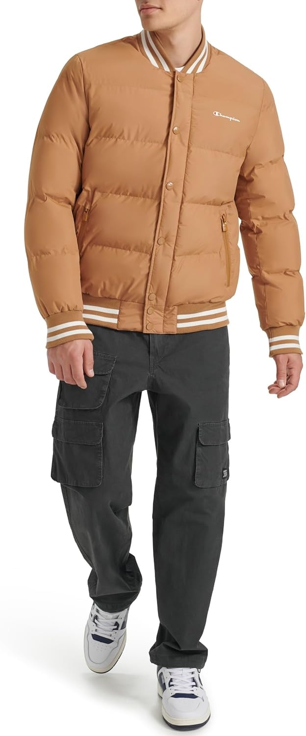 image:imageChampion Mens Varsity Bomber Puffer JacketTobacco