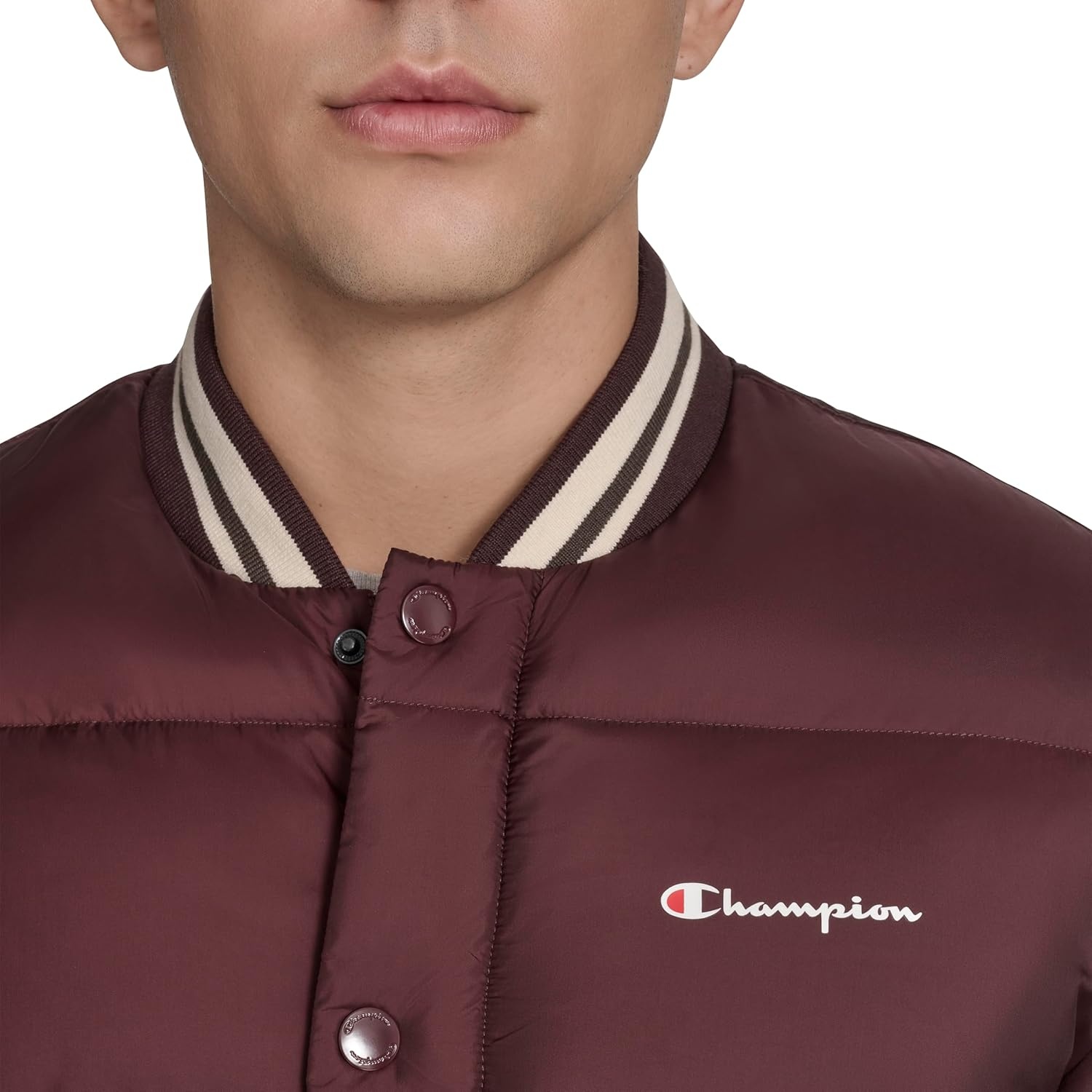 image:imageChampion Mens Varsity Bomber Puffer JacketWine Tech