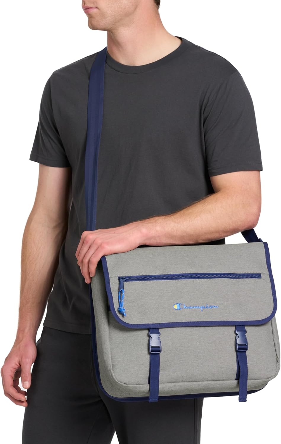 image:imageChampion Phase Messenger Bag With Padded Laptop Sleeve Adjustable Strap for Work Travel OfficeBlackNine Iron