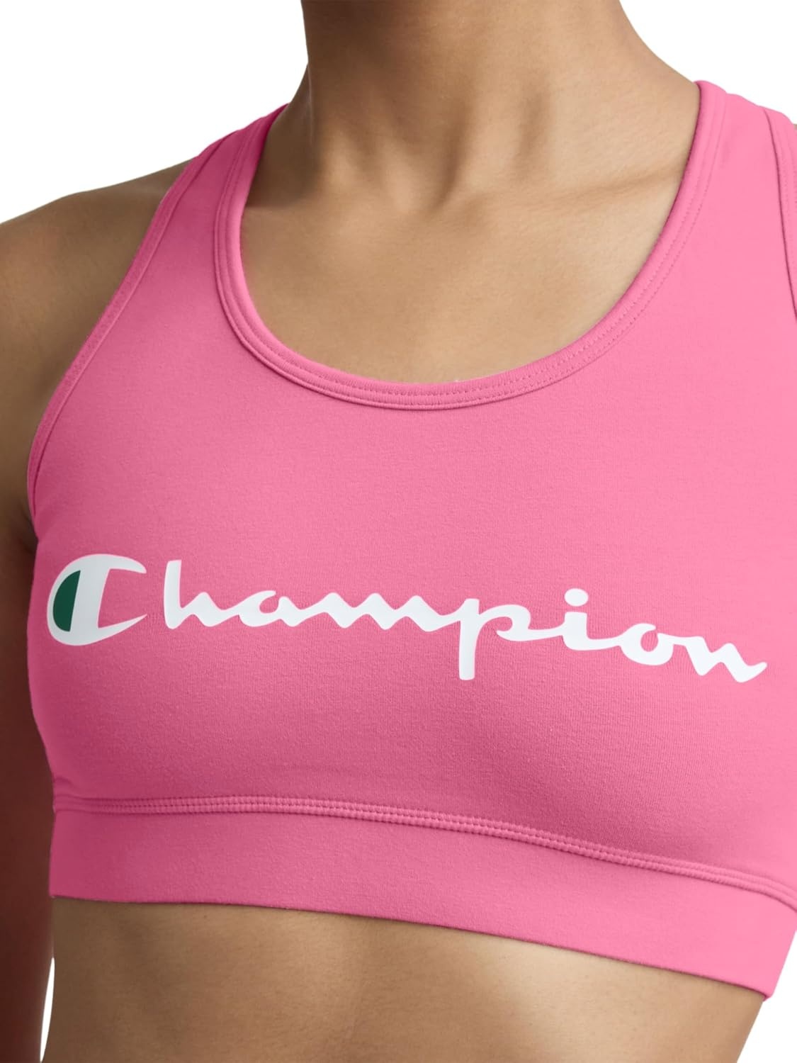 image:imageChampion Womens Champion Script Sports Bra Flexible FitPink Cosmos Script Logo