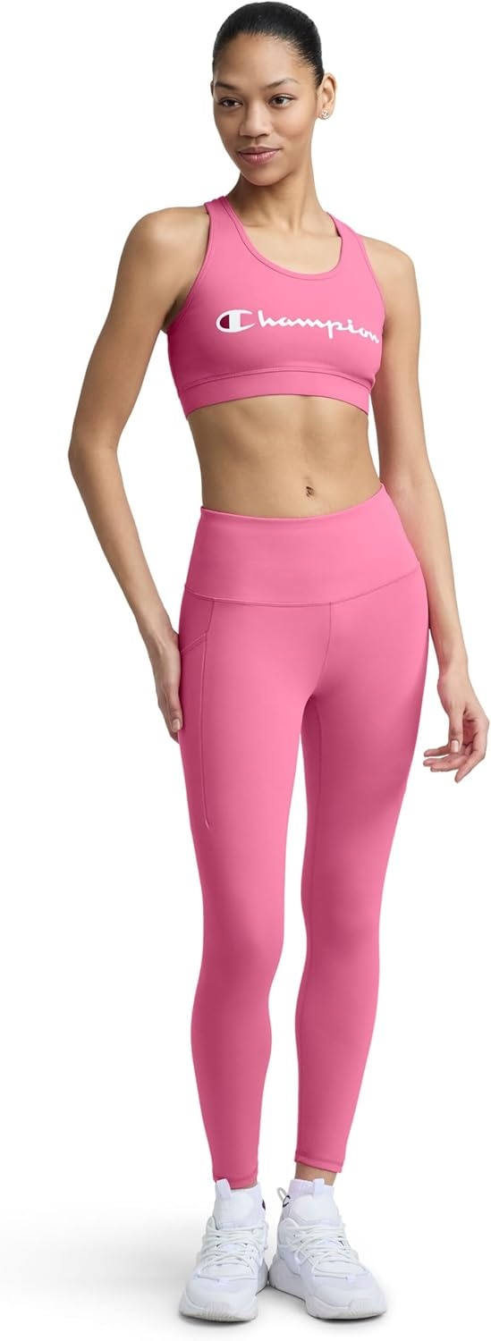 image:imageChampion Womens Champion Script Sports Bra Flexible FitPink Cosmos Script Logo