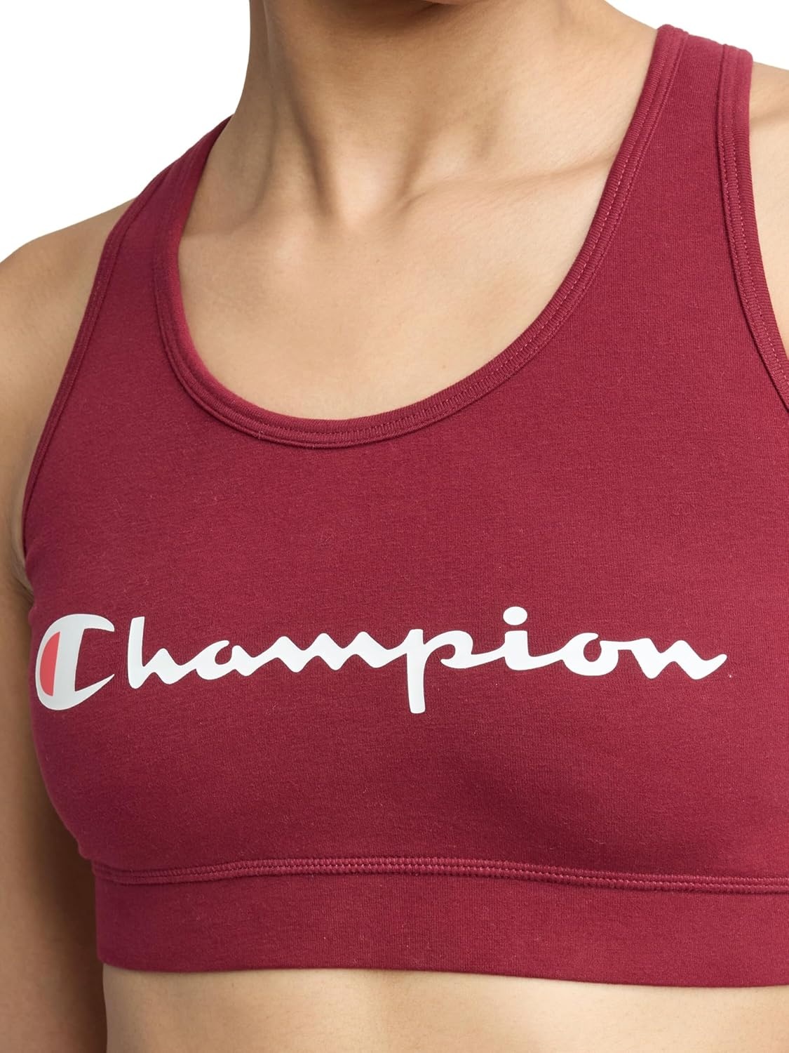 image:imageChampion Womens Champion Script Sports Bra Flexible FitPomegranate Script Logo