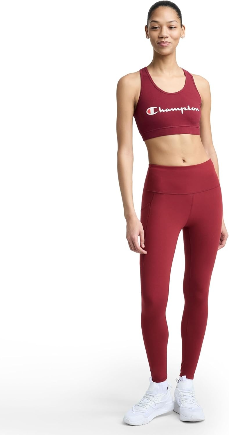 image:imageChampion Womens Champion Script Sports Bra Flexible FitPomegranate Script Logo