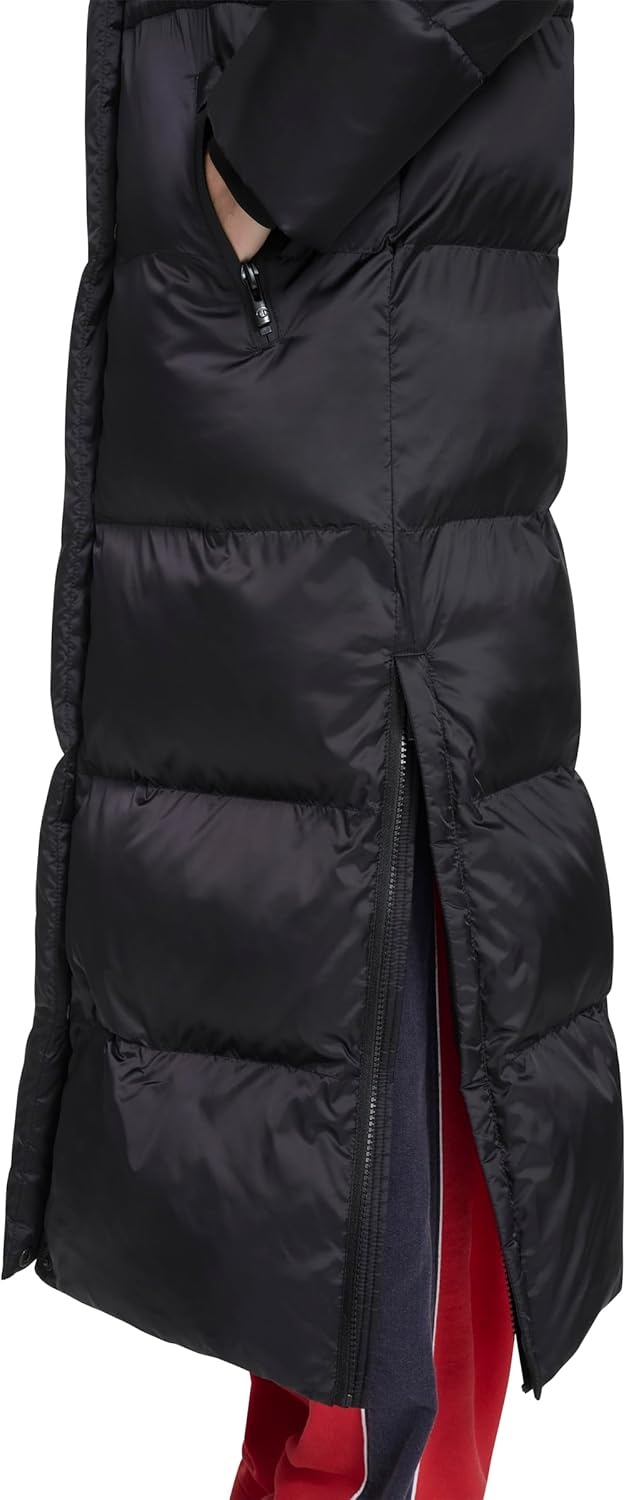 image:imageChampion Womens Cinch Waist Long Hooded PufferBlack