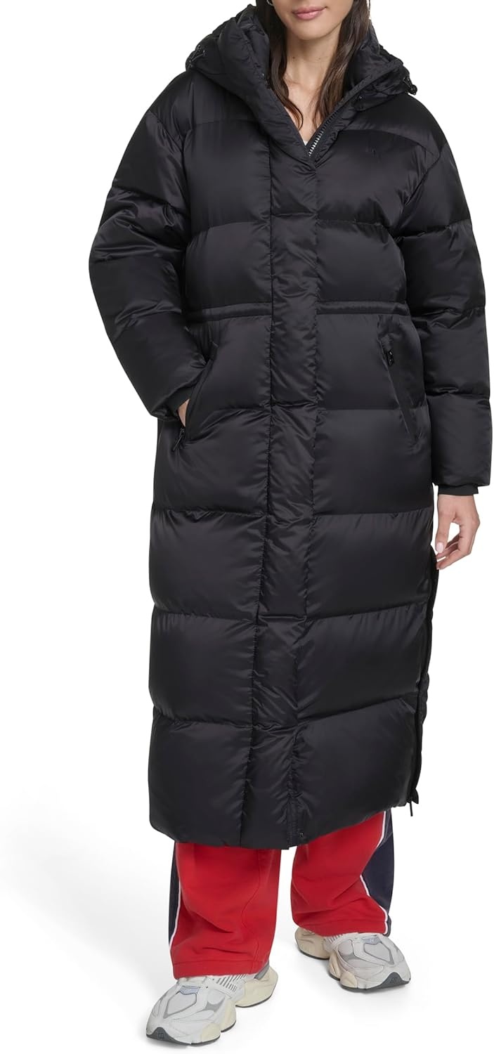 image:imageChampion Womens Cinch Waist Long Hooded PufferBlack