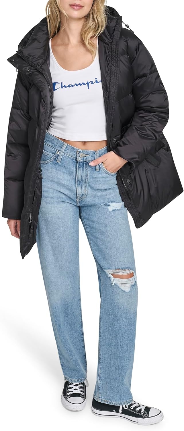 image:imageChampion Womens Cinch Waist Quilted Puffer JacketBlack