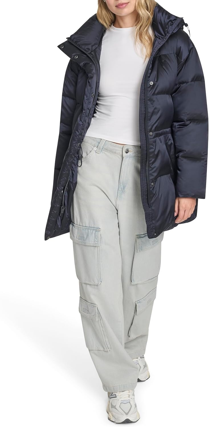 image:imageChampion Womens Cinch Waist Quilted Puffer JacketNavy