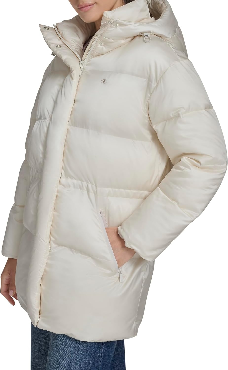 image:imageChampion Womens Cinch Waist Quilted Puffer JacketWhite