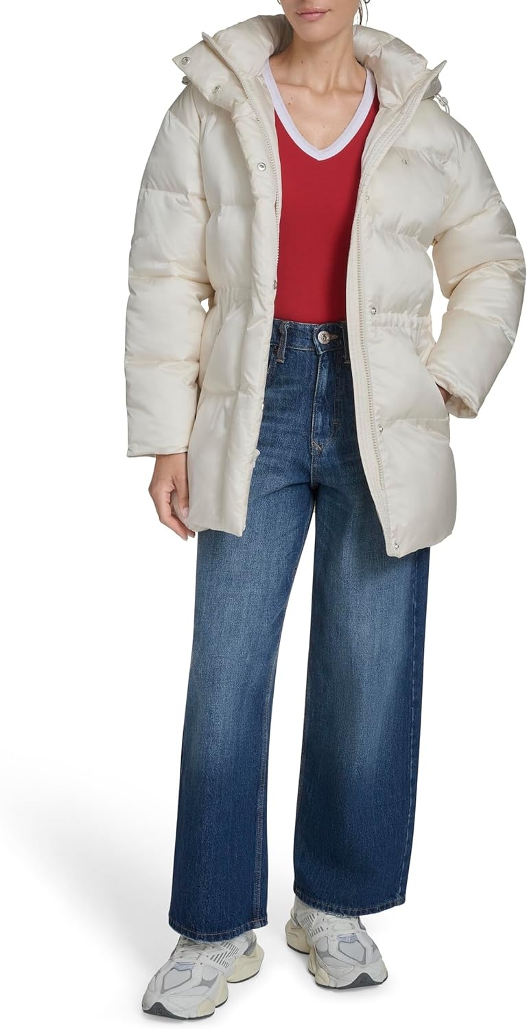 image:imageChampion Womens Cinch Waist Quilted Puffer JacketWhite