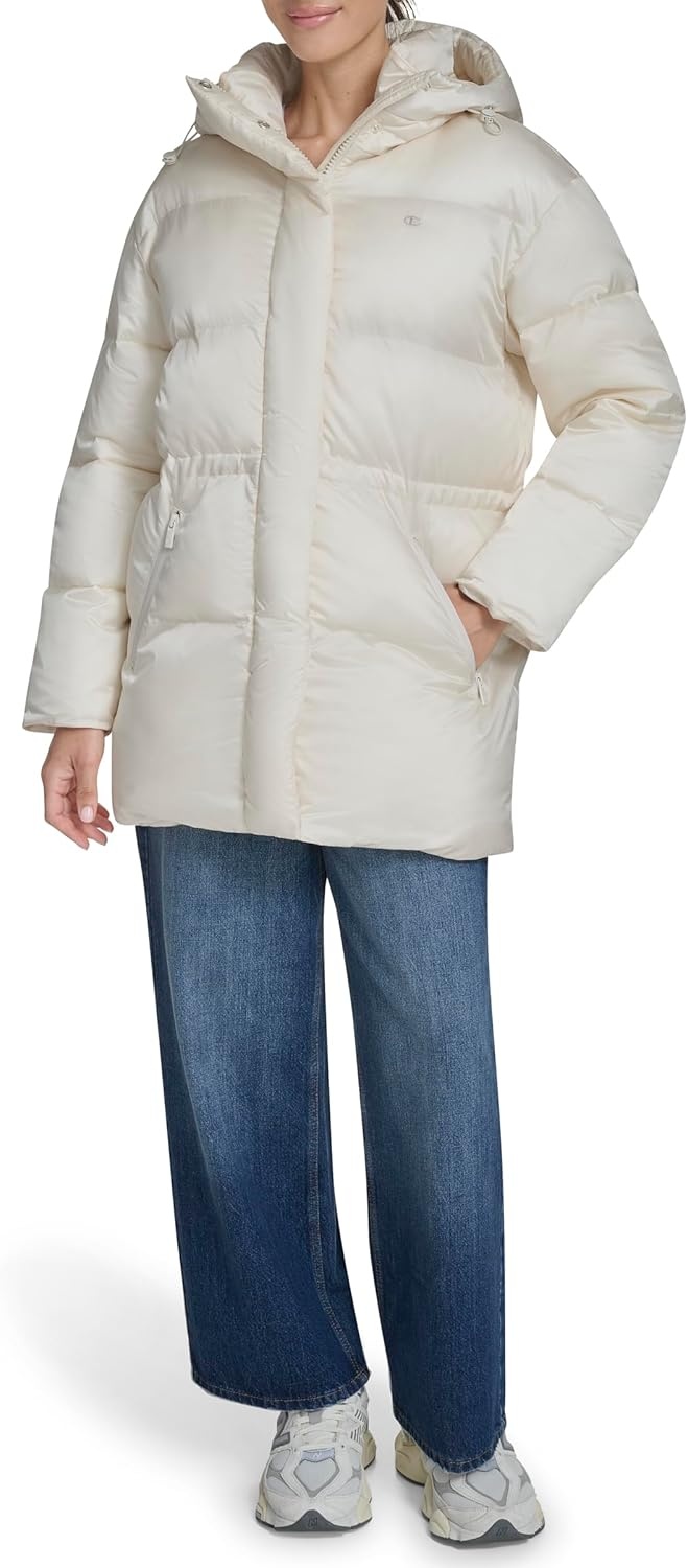 image:imageChampion Womens Cinch Waist Quilted Puffer JacketWhite
