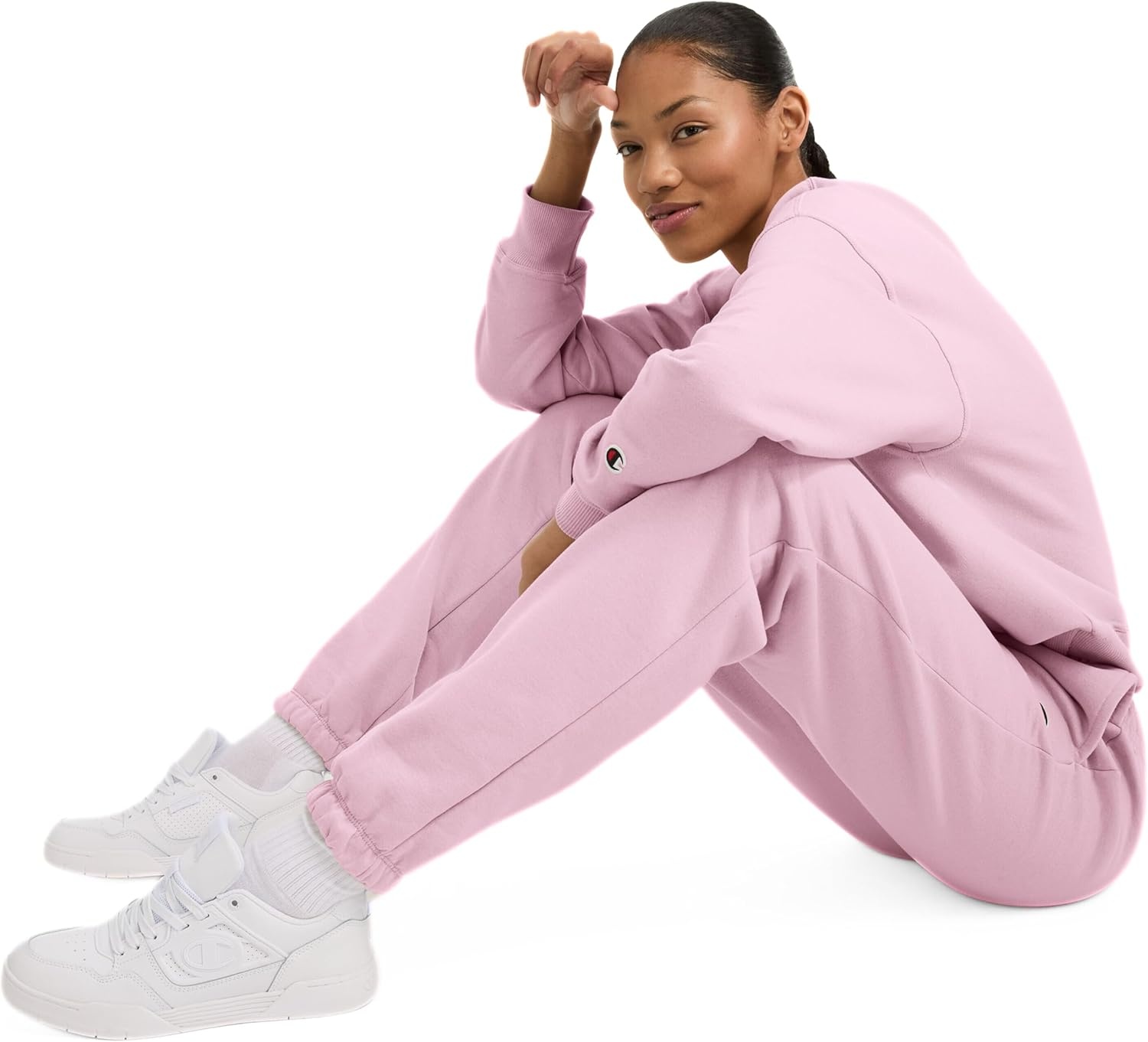 image:imageChampion Womens CinchedBottom Fleece Sweatpants Oversized Fit MidweightBallerina Slipper