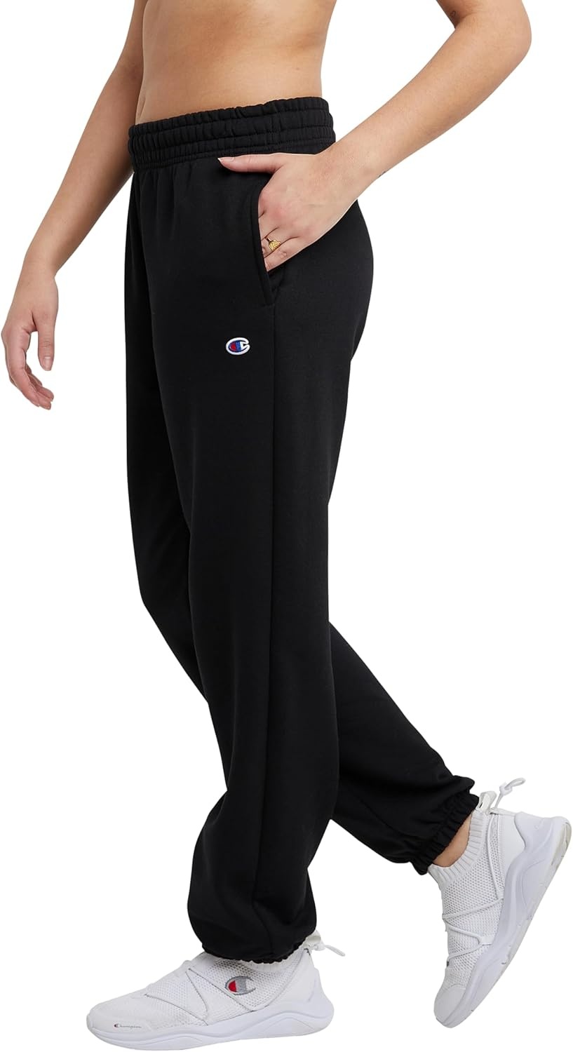 image:imageChampion Womens CinchedBottom Fleece Sweatpants Oversized Fit MidweightBlack