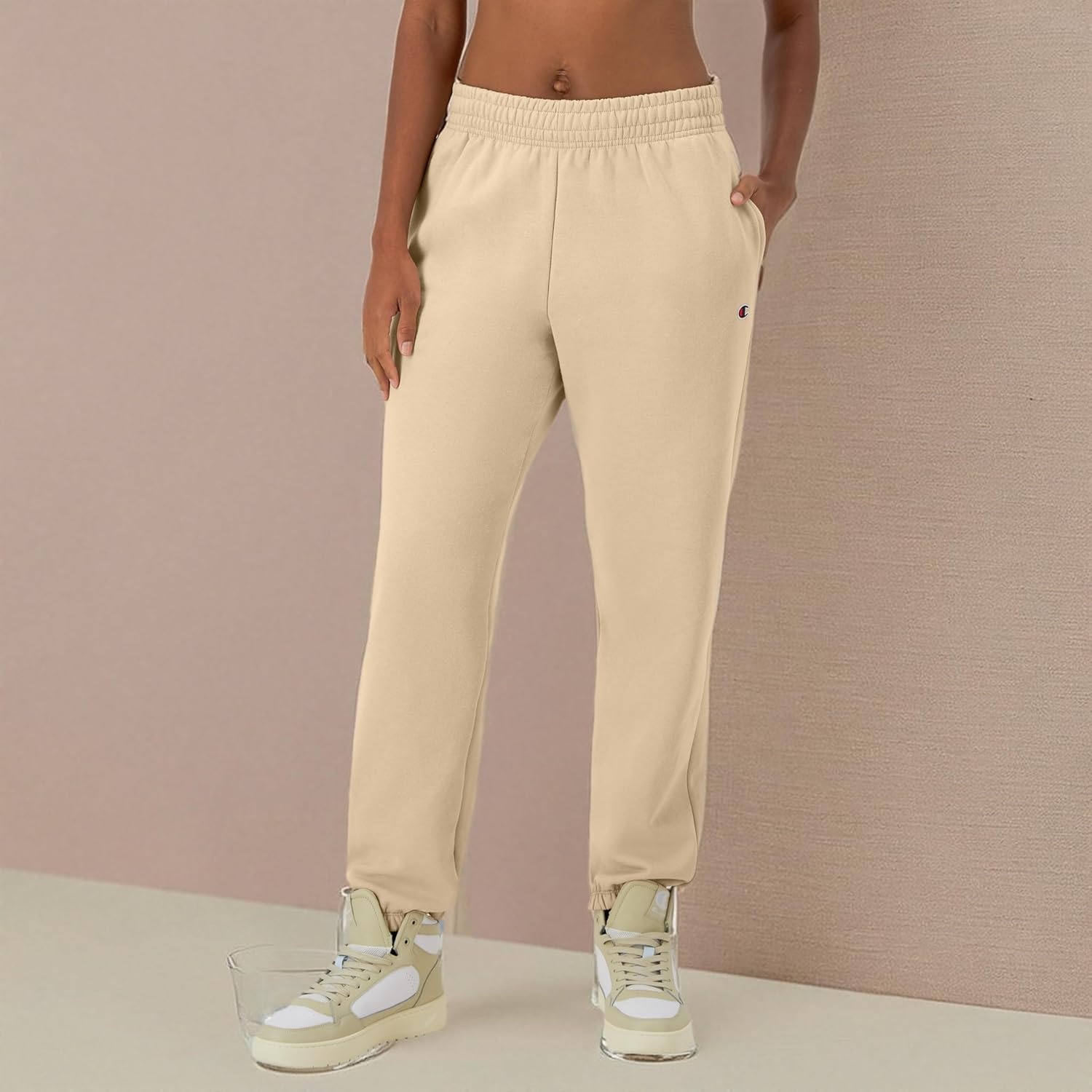 image:imageChampion Womens CinchedBottom Fleece Sweatpants Oversized Fit MidweightChampagne Frost