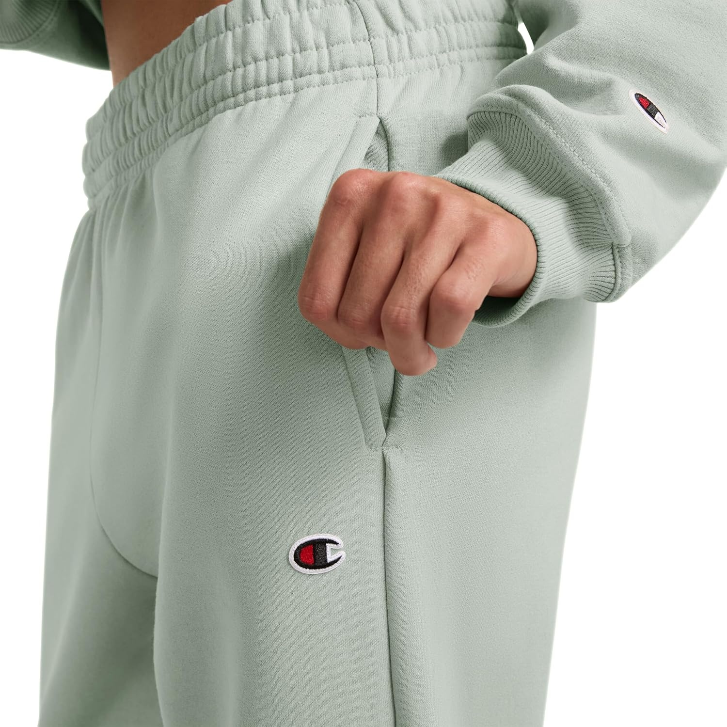 image:imageChampion Womens CinchedBottom Fleece Sweatpants Oversized Fit MidweightClever Sage
