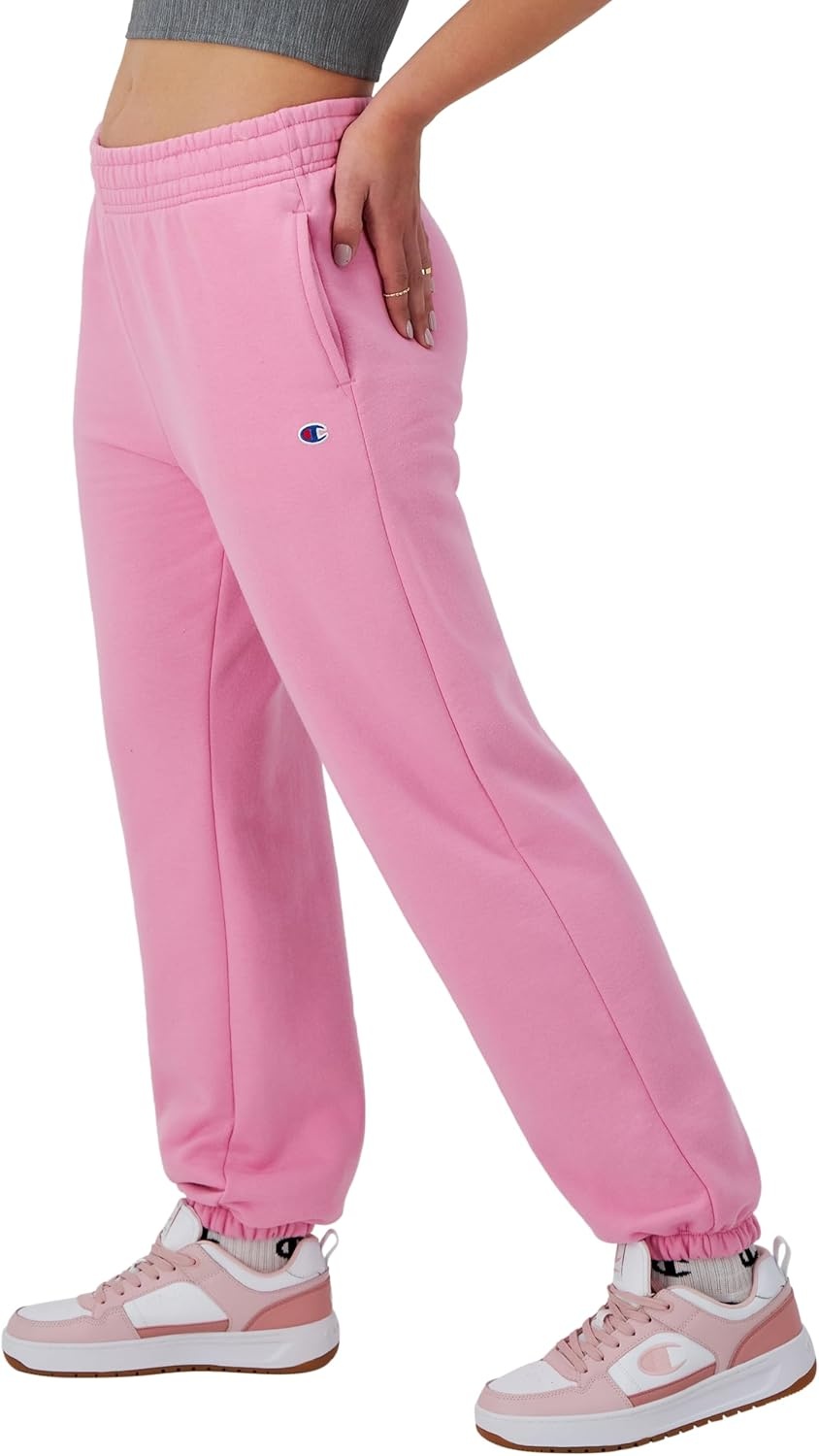 image:imageChampion Womens CinchedBottom Fleece Sweatpants Oversized Fit MidweightSpirited Pink
