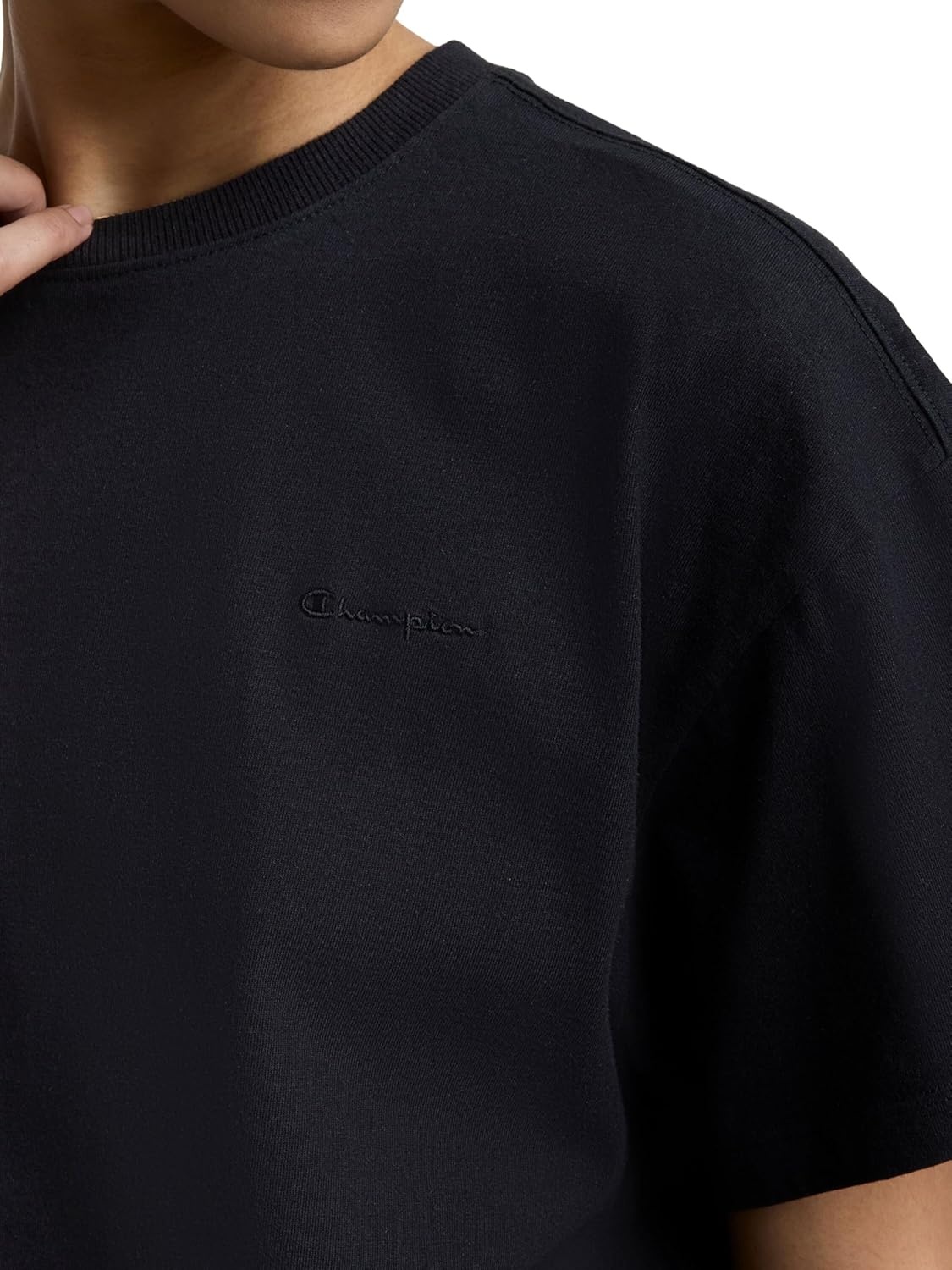 image:imageChampion Womens Classic Short Sleeve Graphic TShirt Loose Fit Script LogoBlack Tonal Script Logo