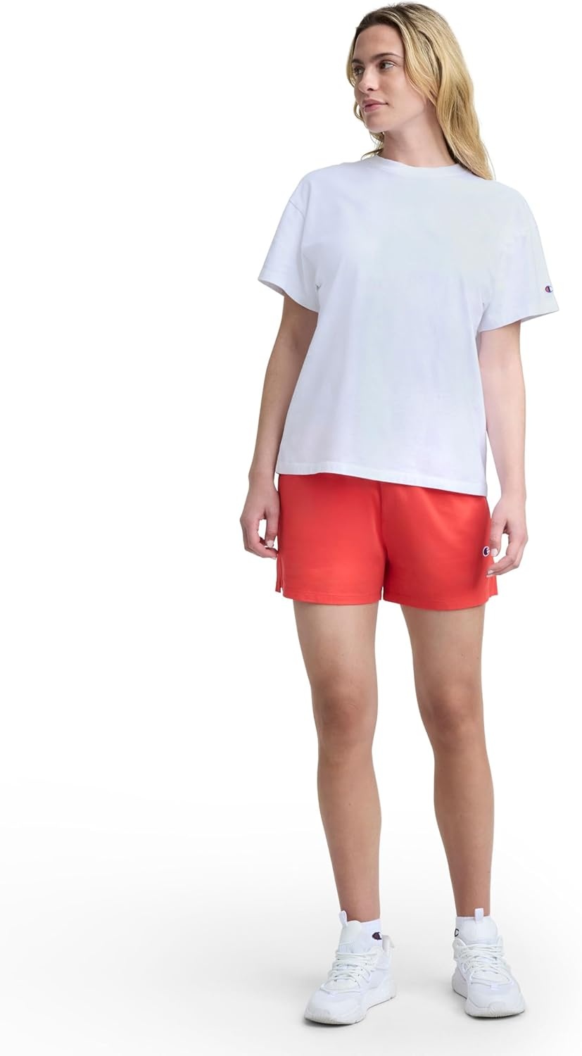 image:imageChampion Womens Classic Short Sleeve Graphic TShirt Loose Fit Script LogoBright White Tonal Script Logo