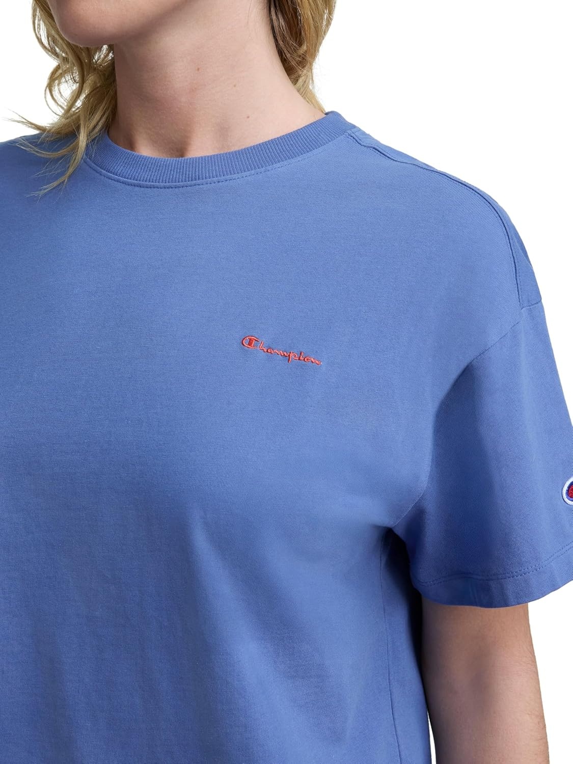 image:imageChampion Womens Classic Short Sleeve Graphic TShirt Loose Fit Script LogoCoastal Fjord Tonal Script Logo