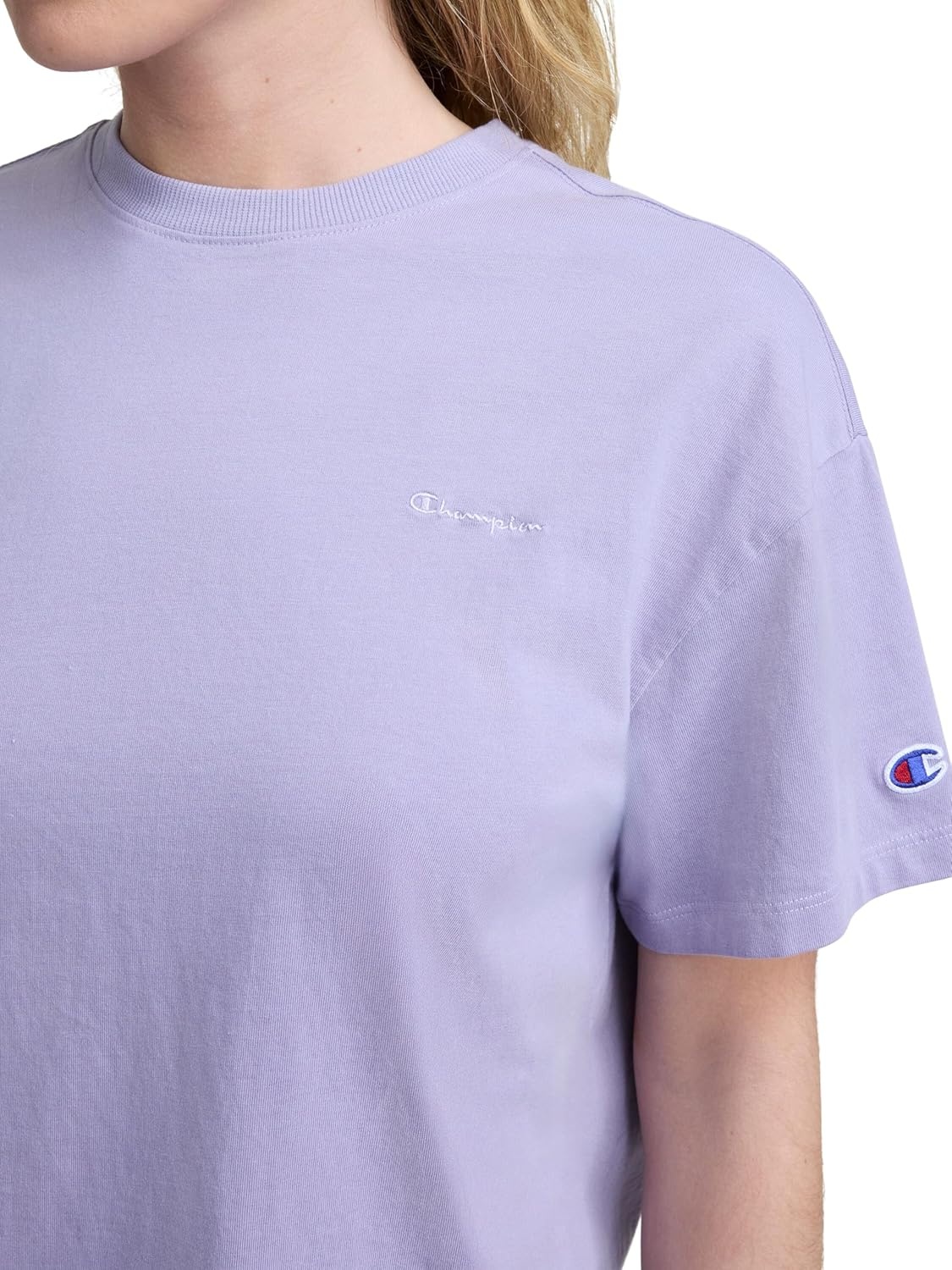 image:imageChampion Womens Classic Short Sleeve Graphic TShirt Loose Fit Script LogoDaybreak Tonal Script Logo