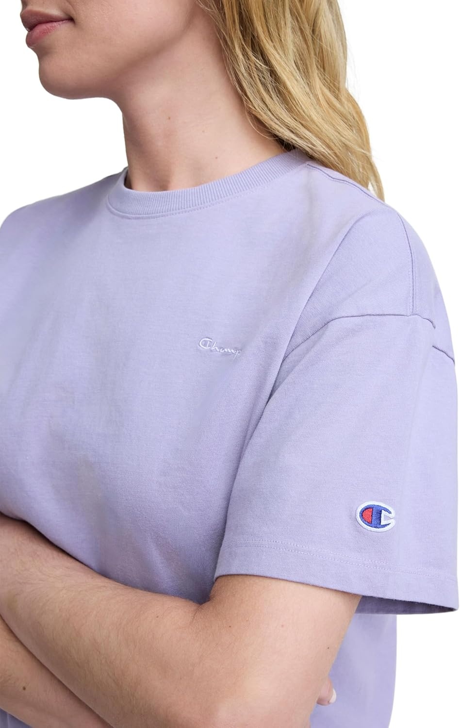 image:imageChampion Womens Classic Short Sleeve Graphic TShirt Loose Fit Script LogoDaybreak Tonal Script Logo