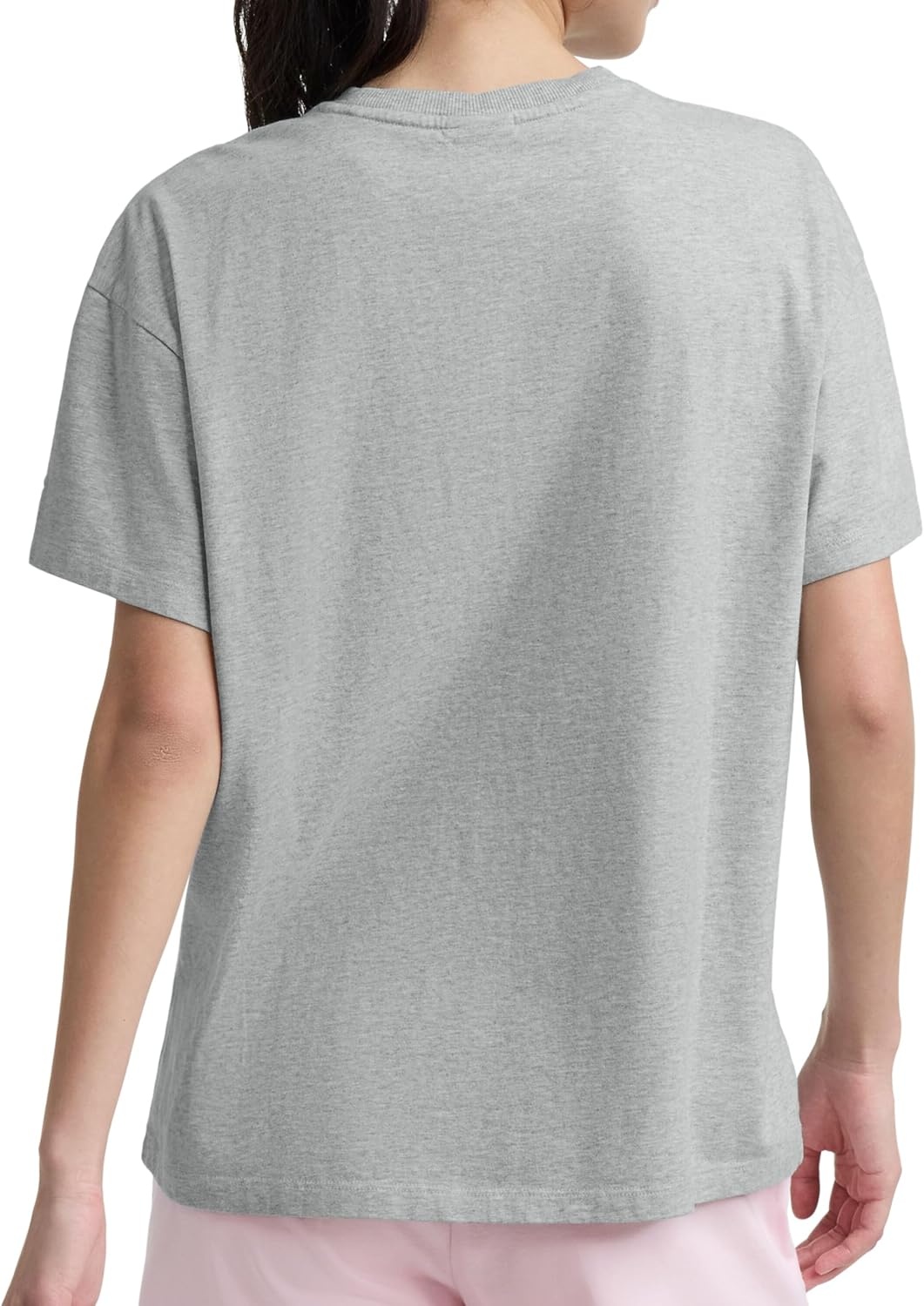 image:imageChampion Womens Classic Short Sleeve Graphic TShirt Loose Fit Script LogoOxford Gray Heather Tonal Script Logo