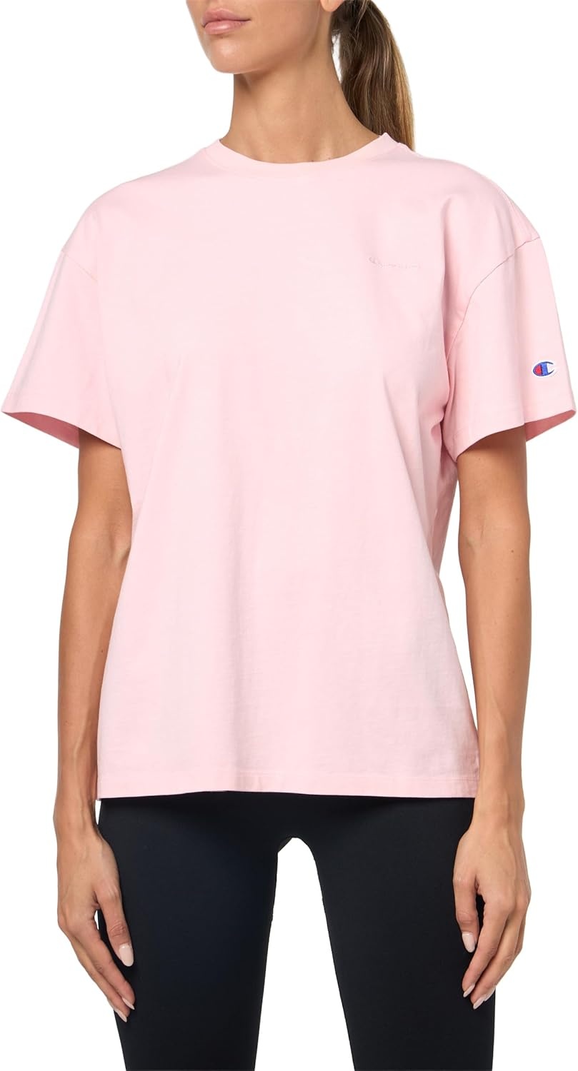 image:imageChampion Womens Classic Short Sleeve Graphic TShirt Loose Fit Script LogoRose Shadow Tonal Script Logo