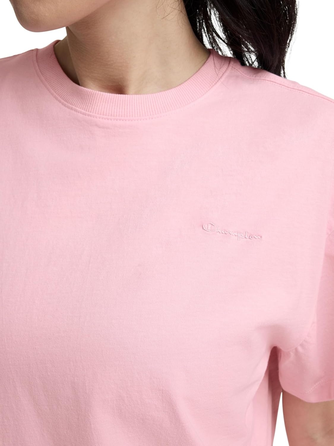 image:imageChampion Womens Classic Short Sleeve Graphic TShirt Loose Fit Script LogoRose Shadow Tonal Script Logo