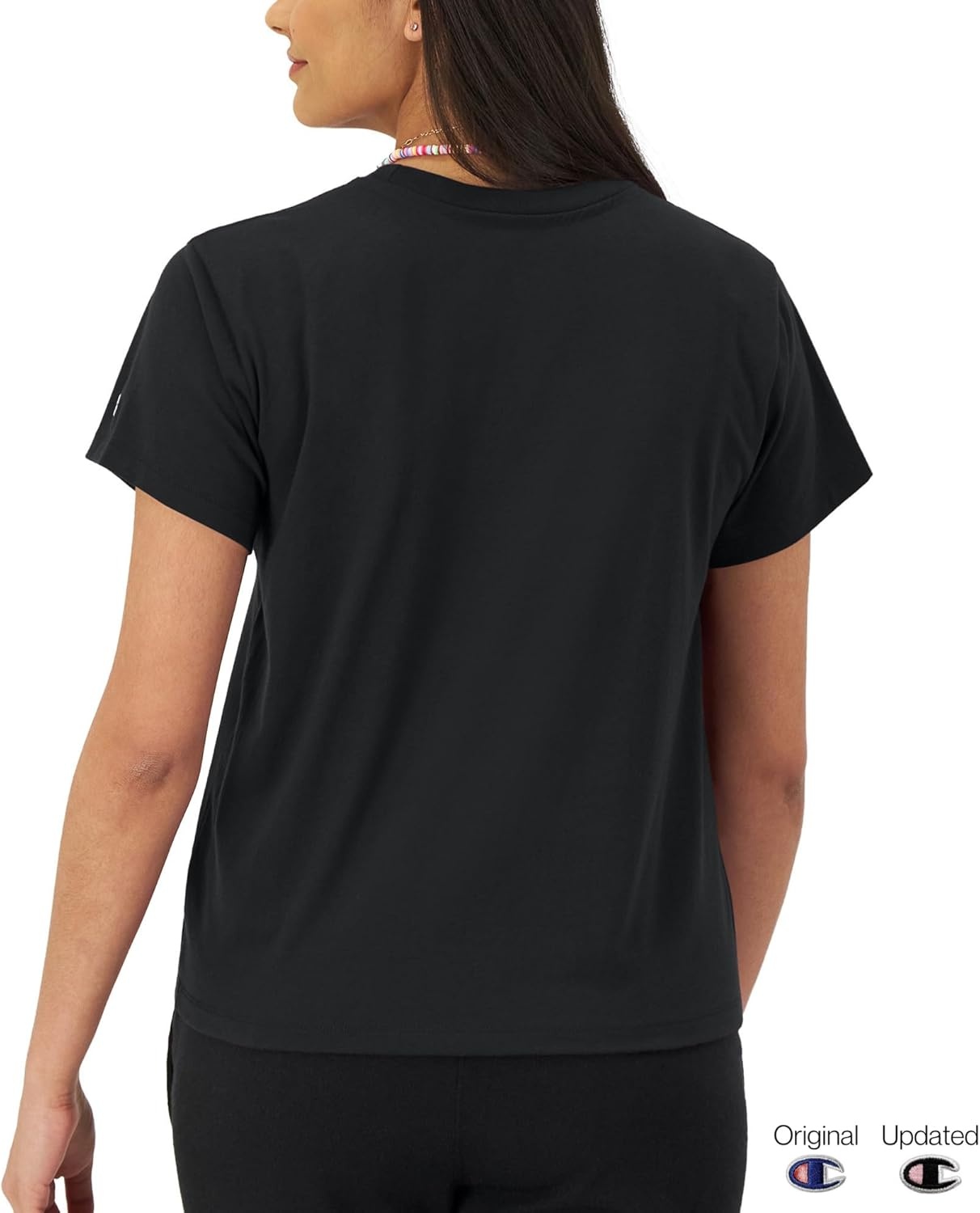 image:imageChampion Womens Classic Short Sleeve Graphic TShirt Standard Fit Script LogoBlack Classic Script Logo