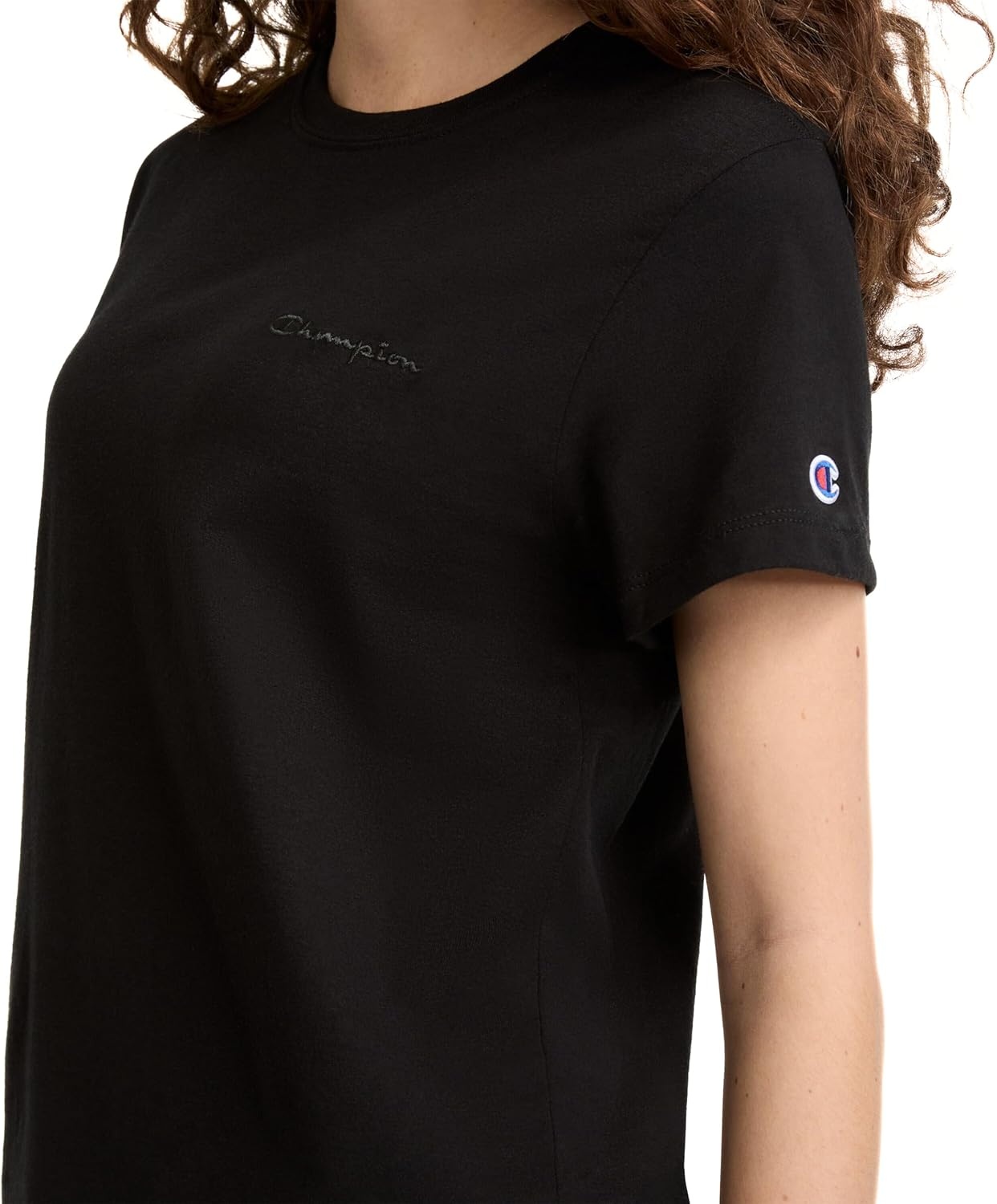 image:imageChampion Womens Classic Short Sleeve Graphic TShirt Standard Fit Script LogoBlack Small Tonal Script Logo