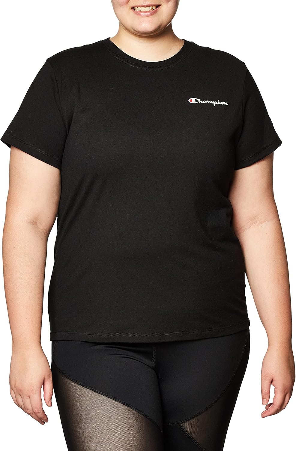image:imageChampion Womens Classic Short Sleeve Graphic TShirt Standard Fit Script LogoBlack Small Script