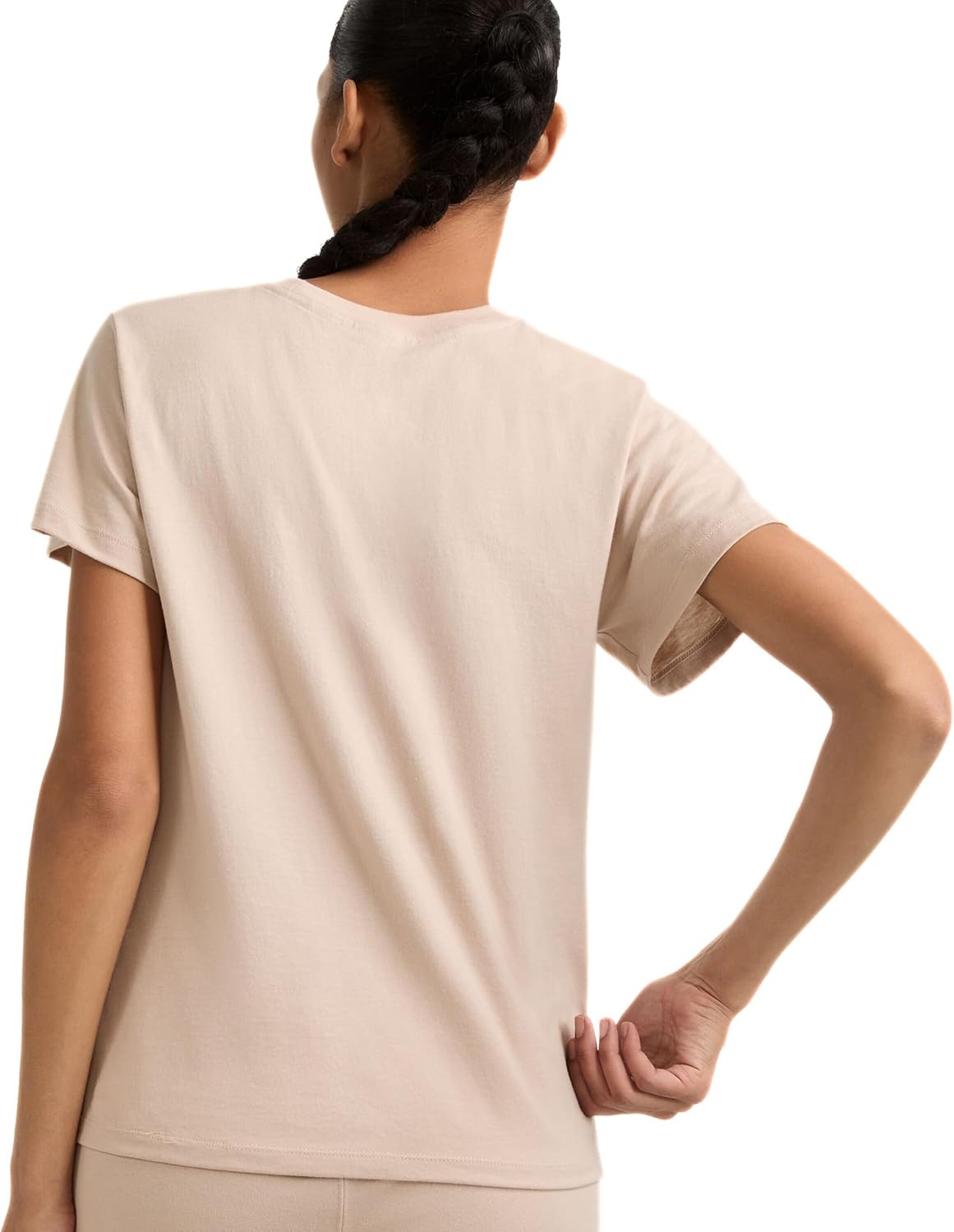image:imageChampion Womens Classic Short Sleeve Graphic TShirt Standard Fit Script LogoChampagne Frost Small Tonal Script Logo