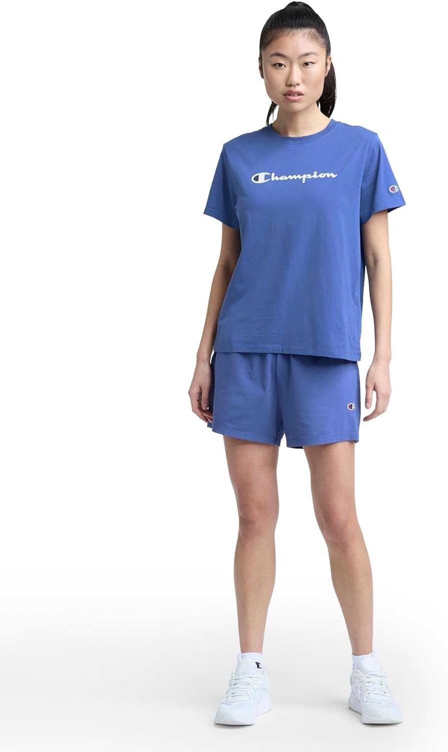 image:imageChampion Womens Classic Short Sleeve Graphic TShirt Standard Fit Script LogoCoastal Fjord